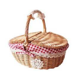 Hand-Woven Picnic Basket Little Red Riding Hood Basket Easter Basket,Large