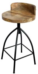 Industrial Style Adjustable Swivel Counter Height Stool With Backrest(D0102H7EQK7)