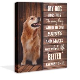 Dog Canvas Wall Art Pet Picture Inspirational Words Painting for Home Living Room Bedroom Bathroom Decorations