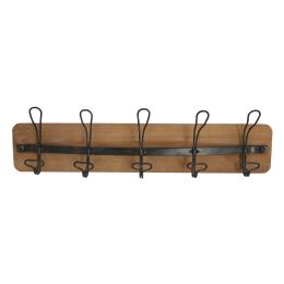 DunaWest 26 Inch Rustic Wood Indoor Outdoor 5 Wall Hooks, Brown(D0102HP85TG)