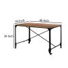 Industrial Style Home Office Desk with Rectangular Wooden Top and Metal Legs, Brown and Bronze