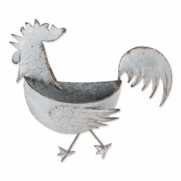 Accent Plus Rooster Galvanized Wall Planter